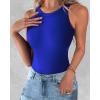 imageCHICME Womens Summer Sleeveless Tank Top Casual Ribbed Racerback Basic Fitted Thick Strap Shirts TopsBlue
