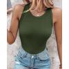 imageCHICME Womens Summer Sleeveless Tank Top Casual Ribbed Racerback Basic Fitted Thick Strap Shirts TopsCarmy Green