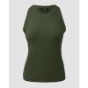 imageCHICME Womens Summer Sleeveless Tank Top Casual Ribbed Racerback Basic Fitted Thick Strap Shirts TopsCarmy Green
