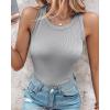 imageCHICME Womens Summer Sleeveless Tank Top Casual Ribbed Racerback Basic Fitted Thick Strap Shirts TopsGray