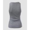 imageCHICME Womens Summer Sleeveless Tank Top Casual Ribbed Racerback Basic Fitted Thick Strap Shirts TopsGray