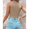 imageCHICME Womens Summer Sleeveless Tank Top Casual Ribbed Racerback Basic Fitted Thick Strap Shirts TopsKhaki