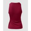 imageCHICME Womens Summer Sleeveless Tank Top Casual Ribbed Racerback Basic Fitted Thick Strap Shirts TopsWine Red