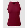 imageCHICME Womens Summer Sleeveless Tank Top Casual Ribbed Racerback Basic Fitted Thick Strap Shirts TopsWine Red