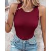 imageCHICME Womens Summer Sleeveless Tank Top Casual Ribbed Racerback Basic Fitted Thick Strap Shirts TopsWine Red