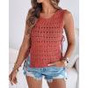 imageCHICME Womens Sweater Vests Knit Sleeveless Side Tie Crochet Top Summer Crewneck Hollow Out Beach Tank Cover UpsAbrown
