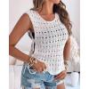 imageCHICME Womens Sweater Vests Knit Sleeveless Side Tie Crochet Top Summer Crewneck Hollow Out Beach Tank Cover UpsBeige