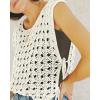 imageCHICME Womens Sweater Vests Knit Sleeveless Side Tie Crochet Top Summer Crewneck Hollow Out Beach Tank Cover UpsBeige