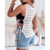 imageCHICME Womens Sweater Vests Knit Sleeveless Side Tie Crochet Top Summer Crewneck Hollow Out Beach Tank Cover UpsBeige