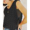 imageCHICME Womens Sweater Vests Knit Sleeveless Side Tie Crochet Top Summer Crewneck Hollow Out Beach Tank Cover UpsBlack