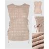 imageCHICME Womens Sweater Vests Knit Sleeveless Side Tie Crochet Top Summer Crewneck Hollow Out Beach Tank Cover UpsKhaki