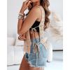 imageCHICME Womens Sweater Vests Knit Sleeveless Side Tie Crochet Top Summer Crewneck Hollow Out Beach Tank Cover UpsKhaki