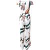 imageCHICME Womens Tropical Print Off the Shoulder Summer Overalls Jumpsuits Ruched Waist Wide Leg Long Pants