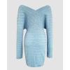 imageCHICME Womens VNeck Long Sleeve Hollow Out Knit Sweater Dress Elegant Chic Bodycon Mini Dress for Fall ampamp WinterBlue