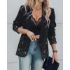 imageChic Me Womens Business Casual Blazer Jackets Rhinestone Decor Blazers Open Front Blazer Casual CoatsBlack