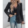 imageChic Me Womens Business Casual Blazer Jackets Rhinestone Decor Blazers Open Front Blazer Casual CoatsBlack