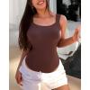 imageChicMe Womens Bodysuit Tops U Neck Shapewear Builtin Bra Sleeveless High Strechy Slim Fit Tank Bodysuits2pack coffeeblack