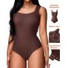 imageChicMe Womens Bodysuit Tops U Neck Shapewear Builtin Bra Sleeveless High Strechy Slim Fit Tank Bodysuits2pack coffeeblack