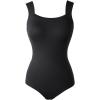 imageChicMe Womens Bodysuit Tops U Neck Shapewear Builtin Bra Sleeveless High Strechy Slim Fit Tank BodysuitsBlack