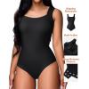 imageChicMe Womens Bodysuit Tops U Neck Shapewear Builtin Bra Sleeveless High Strechy Slim Fit Tank BodysuitsBlack
