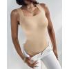 imageChicMe Womens Bodysuit Tops U Neck Shapewear Builtin Bra Sleeveless High Strechy Slim Fit Tank BodysuitsNude