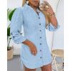 imageWomens Spring Casual Dress 2025 Swiss Dot Long Sleeve Shirt Dress Casual Button Down Dressy DressBlue