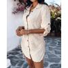 imageWomens Spring Casual Dress 2025 Swiss Dot Long Sleeve Shirt Dress Casual Button Down Dressy DressSwiss Dotapricot