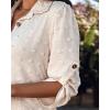 imageWomens Spring Casual Dress 2025 Swiss Dot Long Sleeve Shirt Dress Casual Button Down Dressy DressSwiss Dotapricot