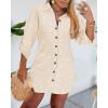 imageWomens Spring Casual Dress 2025 Swiss Dot Long Sleeve Shirt Dress Casual Button Down Dressy DressSwiss Dotapricot