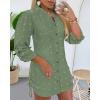imageWomens Spring Casual Dress 2025 Swiss Dot Long Sleeve Shirt Dress Casual Button Down Dressy DressSwiss Dotarmy Green