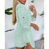 imageWomens Spring Casual Dress 2025 Swiss Dot Long Sleeve Shirt Dress Casual Button Down Dressy DressSwiss Dotlight Green