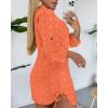 imageWomens Spring Casual Dress 2025 Swiss Dot Long Sleeve Shirt Dress Casual Button Down Dressy DressSwiss Dotorange