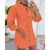 imageWomens Spring Casual Dress 2025 Swiss Dot Long Sleeve Shirt Dress Casual Button Down Dressy DressSwiss Dotorange