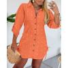 imageWomens Spring Casual Dress 2025 Swiss Dot Long Sleeve Shirt Dress Casual Button Down Dressy DressSwiss Dotorange
