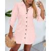 imageWomens Spring Casual Dress 2025 Swiss Dot Long Sleeve Shirt Dress Casual Button Down Dressy DressSwiss Dotpink