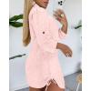 imageWomens Spring Casual Dress 2025 Swiss Dot Long Sleeve Shirt Dress Casual Button Down Dressy DressSwiss Dotpink