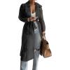 imageCHICME 2025 Women Longline Trench Coat Sheer Mesh Sleeve Buttoned CoatTransparent Jacket Coat with BeltBlack