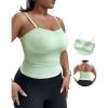 imageCHICME Tank Top for Women with Built in Bra Ribbed Knit Casual SlimFit Tops Back Criss Cross Sleeveless Workout CamisoleGreen