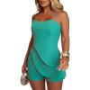 imageCHICME Women Rompers for Summer Dressy Spaghetti Strap Ruched Short Jumpsuit Casual Waist Bodycon OveralAgreen