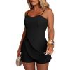 imageCHICME Women Rompers for Summer Dressy Spaghetti Strap Ruched Short Jumpsuit Casual Waist Bodycon OveralBlack
