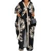 imageCHICME Womens 2 Piece Outfits 2025 Abstract Print Batwing Sleeve V Neck Top with High Slit and Loose Wide Leg Pants SetCblack
