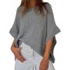 imageCHICME Womens Knit Tops 2025 34 Batwing Sleeve Tops for Women HollowOut Pattern Edges Crochet Top Casual Pullover SweatersAgray