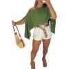 imageCHICME Womens Off The Shoulder Flowy Tops Casual Batwing Slit Sleeve Blouse Loose Shirt with Bandeau TopGreen
