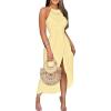 imageCHICME Womens Summer Halter Dress Hollow Out A Line Vacation Dresses with Eyelet Embroidery ampamp Side SlitYellow