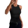 imageCHICME Womens Summer Sleeveless Tank Top Casual Ribbed Racerback Basic Fitted Thick Strap Shirts TopsBlack