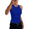 imageCHICME Womens Summer Sleeveless Tank Top Casual Ribbed Racerback Basic Fitted Thick Strap Shirts TopsBlue