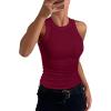 imageCHICME Womens Summer Sleeveless Tank Top Casual Ribbed Racerback Basic Fitted Thick Strap Shirts TopsWine Red
