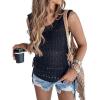 imageCHICME Womens Sweater Vests Knit Sleeveless Side Tie Crochet Top Summer Crewneck Hollow Out Beach Tank Cover UpsBlack