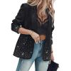 imageChic Me Womens Business Casual Blazer Jackets Rhinestone Decor Blazers Open Front Blazer Casual CoatsBlack