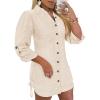 imageWomens Spring Casual Dress 2025 Swiss Dot Long Sleeve Shirt Dress Casual Button Down Dressy DressSwiss Dotapricot